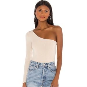 NWT SHOW ME YOUR MUMU Cold Shoulder Brinkley Bodysuit Tan Size Medium